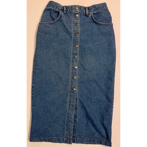 Y2K Vintage Magnum Jeans Women's Button Front Denim Maxi Skirt ~US 14 - Picture 1 of 7